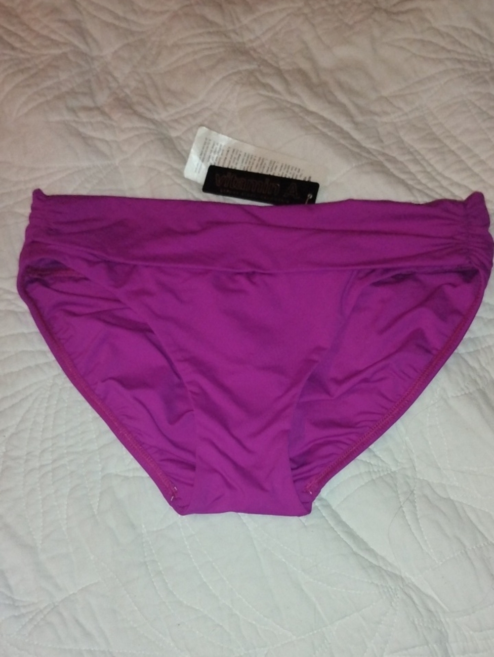 Vitamin A Fold-Over Bikini Bottom in Bright Magenta